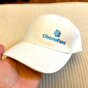 Adjustable white cap, embroidered with OhanaFans